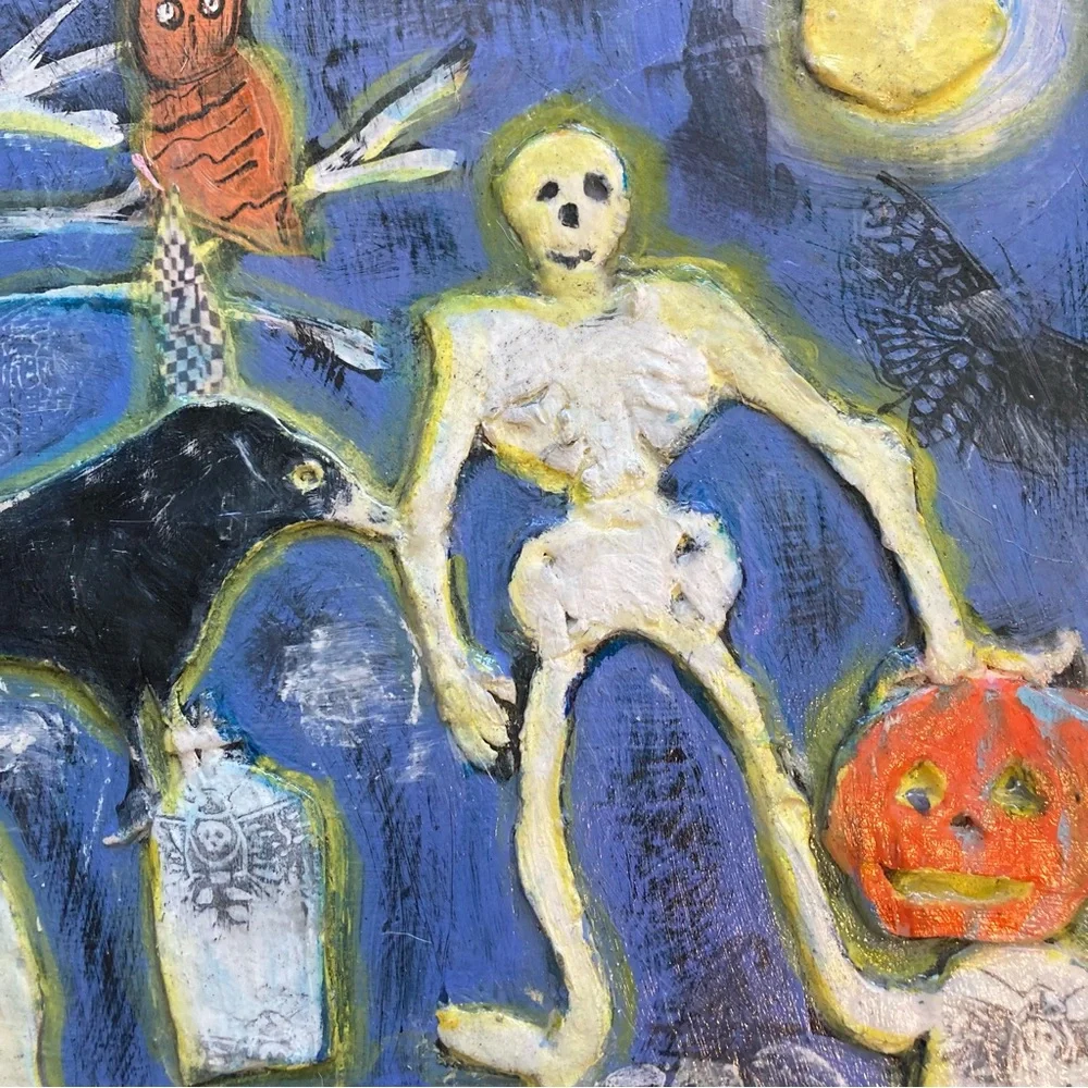 Vintage Inspired Handmade Halloween Paper Clay/Wood 12” Painting Pumpkin…